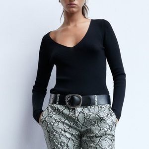 Zara Ribbed Knit Sweater Black